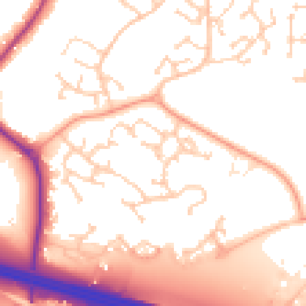 Daytime road noise heatmap for PO15 7DW