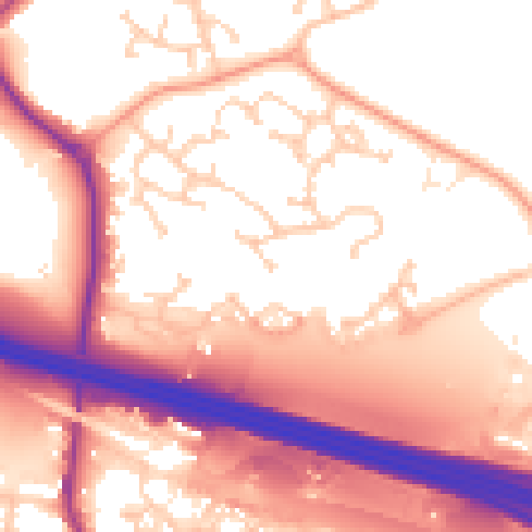Daytime road noise heatmap for PO15 7EW