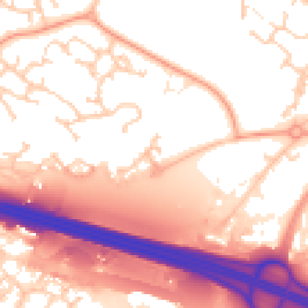 Daytime road noise heatmap for PO15 7HE