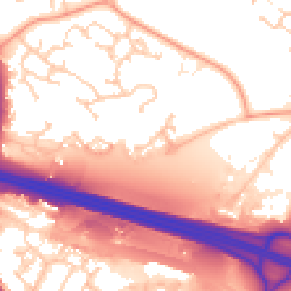 Daytime road noise heatmap for PO15 7HF