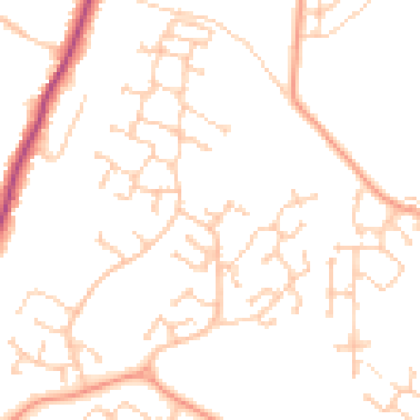 Daytime road noise heatmap for PO15 7HN