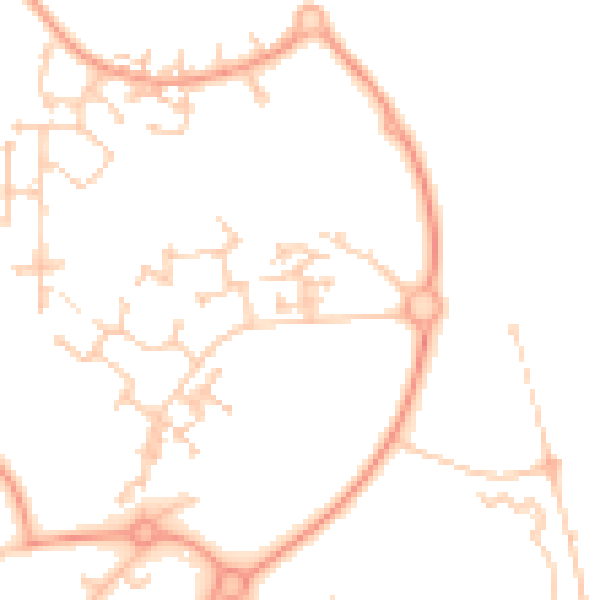 Daytime road noise heatmap for PO15 7HY