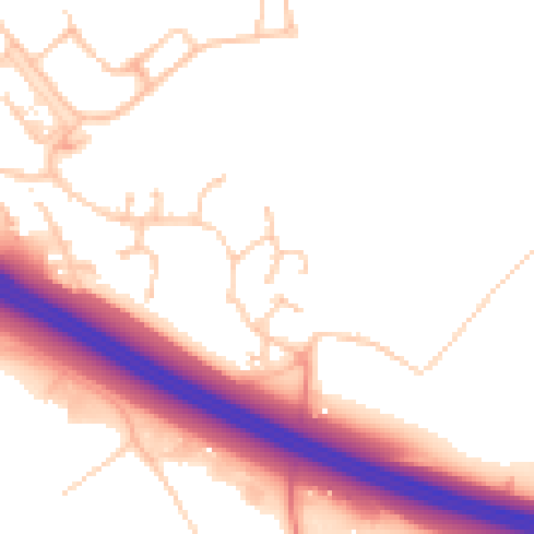 Daytime road noise heatmap for PO15 7JD