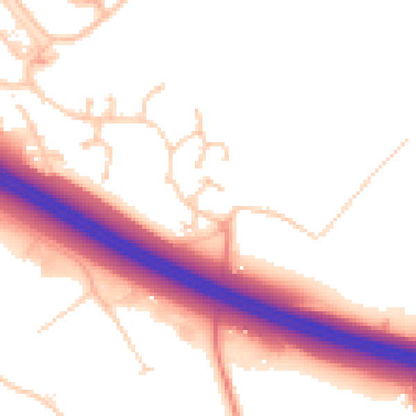 Daytime road noise heatmap for PO15 7JG
