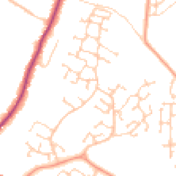 Daytime road noise heatmap for PO15 7LX