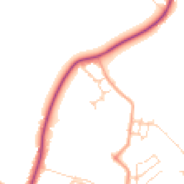 Daytime road noise heatmap for PO15 7PU