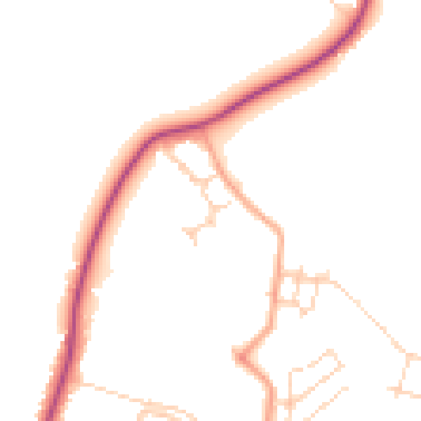 Daytime road noise heatmap for PO15 7PW