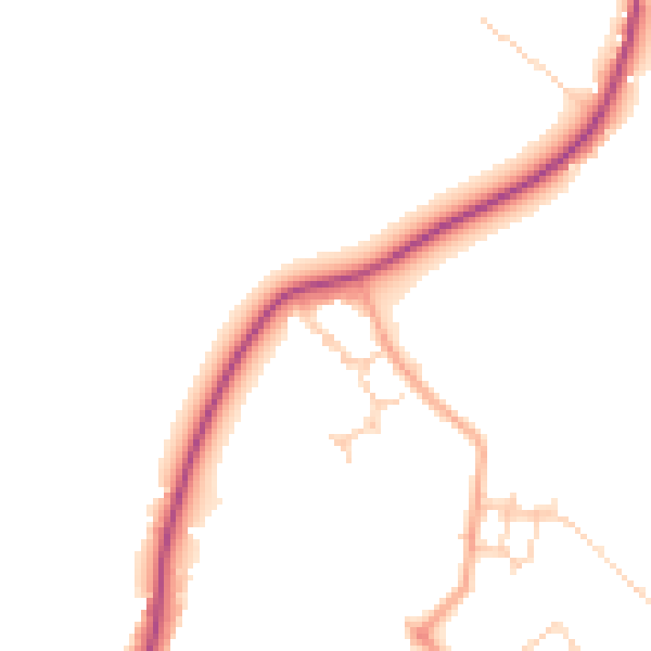 Daytime road noise heatmap for PO15 7PX