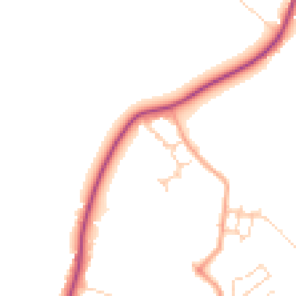 Daytime road noise heatmap for PO15 7PY