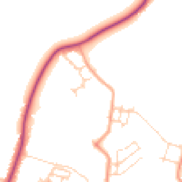 Daytime road noise heatmap for PO15 7QA