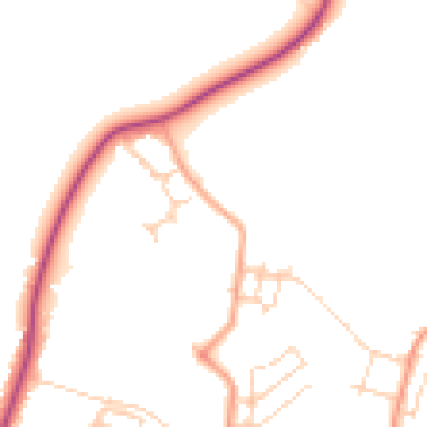 Daytime road noise heatmap for PO15 7QB