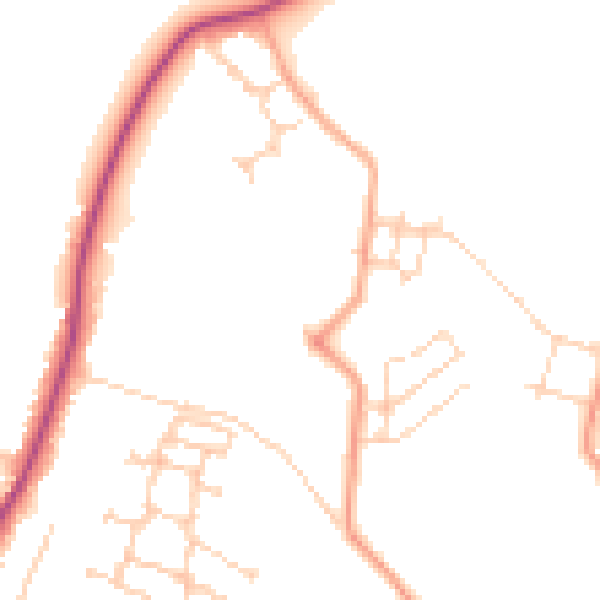 Daytime road noise heatmap for PO15 7QS