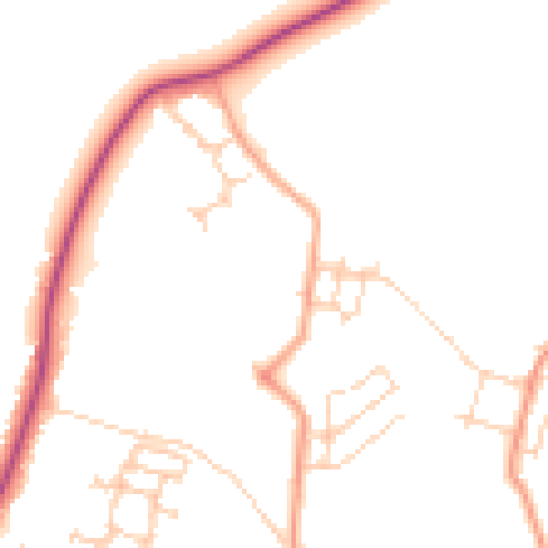 Daytime road noise heatmap for PO15 7QT