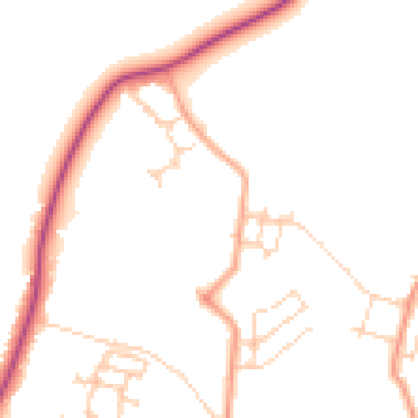 Daytime road noise heatmap for PO15 7QX