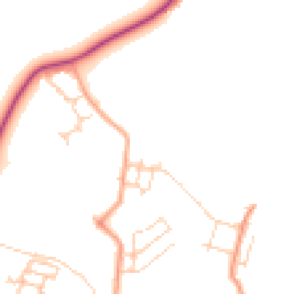 Daytime road noise heatmap for PO15 7QY