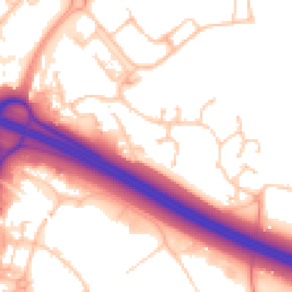 Daytime road noise heatmap for PO15 7RL