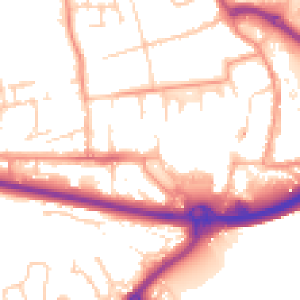 Daytime road noise heatmap for PO16 0AB