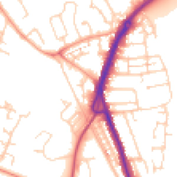 Daytime road noise heatmap for PO16 0AF