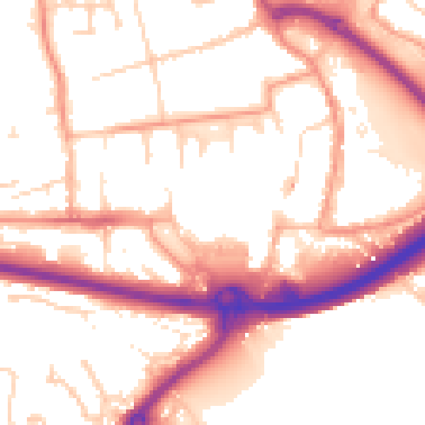 Daytime road noise heatmap for PO16 0AP