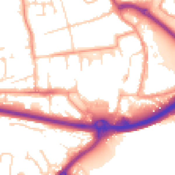 Daytime road noise heatmap for PO16 0AQ