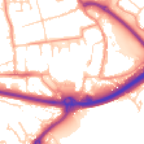 Daytime road noise heatmap for PO16 0AT