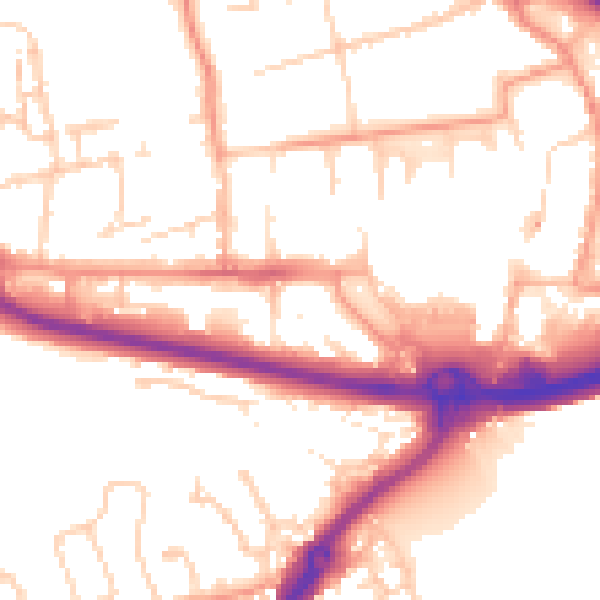 Daytime road noise heatmap for PO16 0AZ