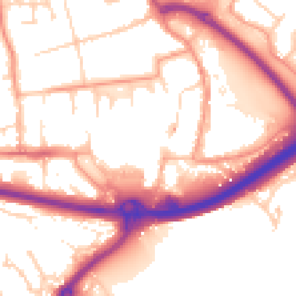 Daytime road noise heatmap for PO16 0BA