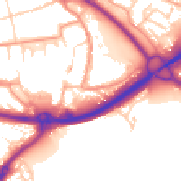 Daytime road noise heatmap for PO16 0BF