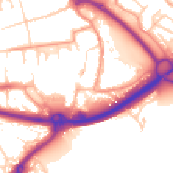 Daytime road noise heatmap for PO16 0BG