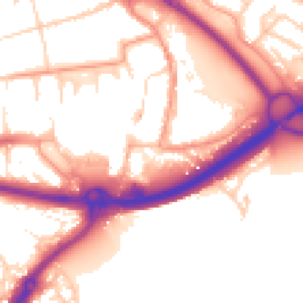 Daytime road noise heatmap for PO16 0BH