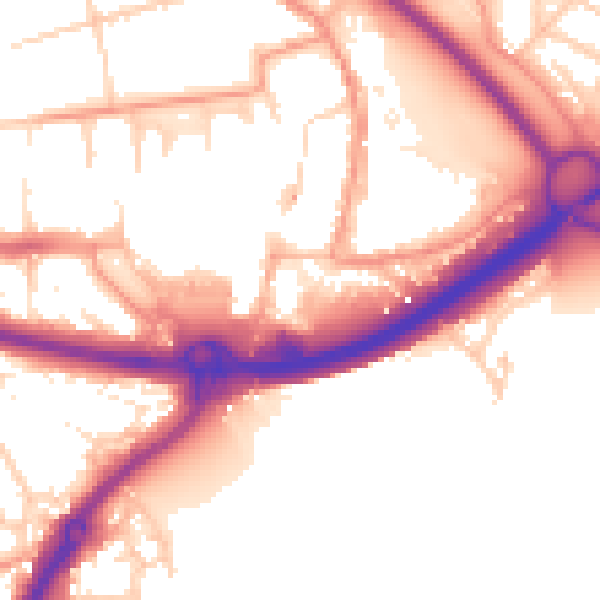 Daytime road noise heatmap for PO16 0BL