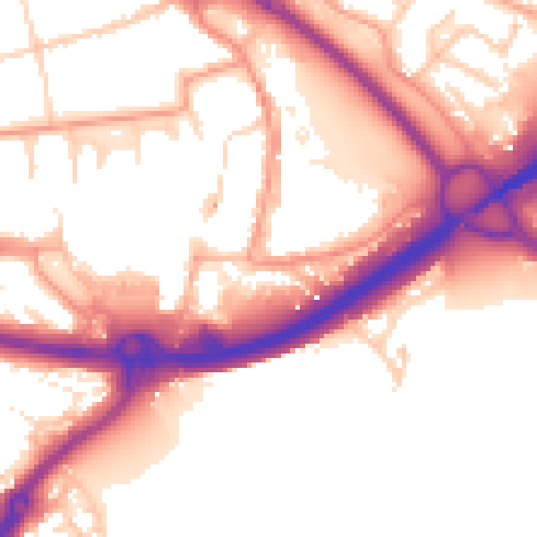 Daytime road noise heatmap for PO16 0BN