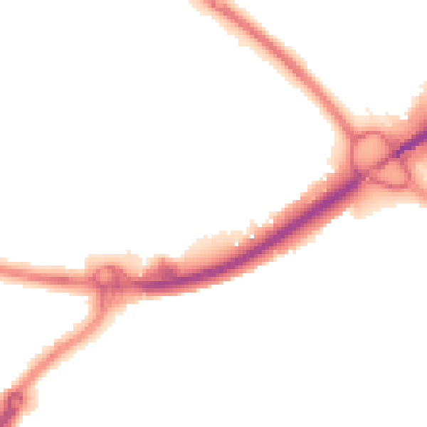 Night-time road noise heatmap for PO16 0BN