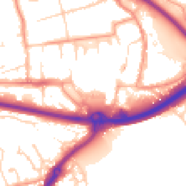 Daytime road noise heatmap for PO16 0BT
