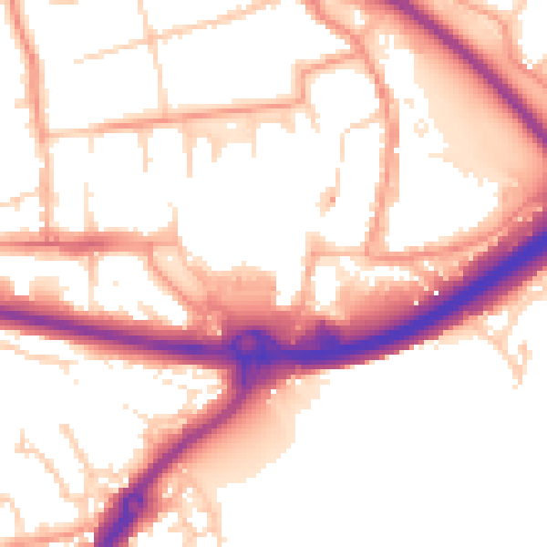 Daytime road noise heatmap for PO16 0BU