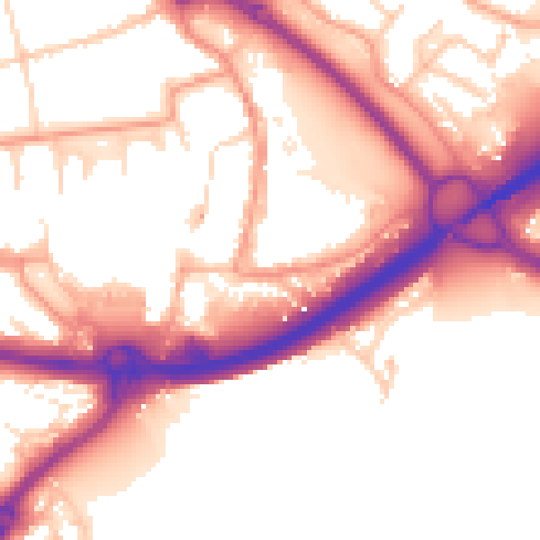 Daytime road noise heatmap for PO16 0BW