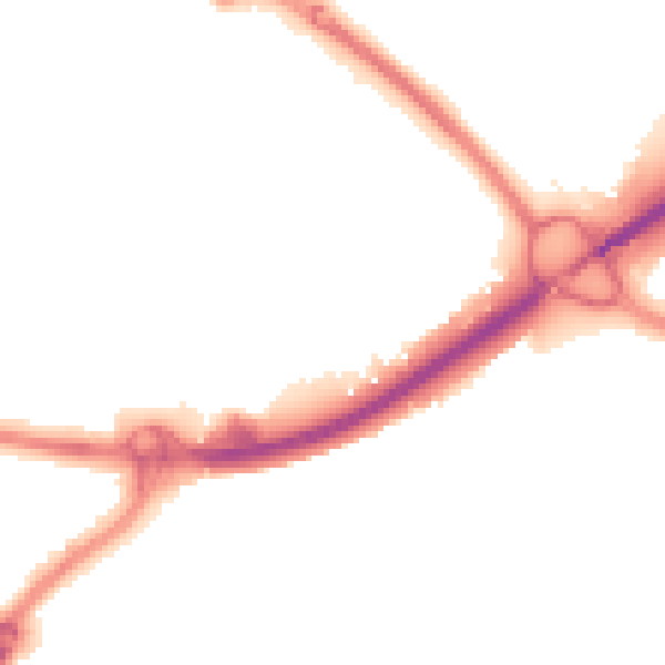 Night-time road noise heatmap for PO16 0BW