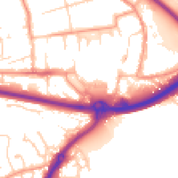 Daytime road noise heatmap for PO16 0BX