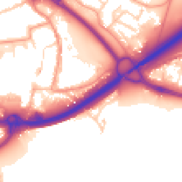 Daytime road noise heatmap for PO16 0BY