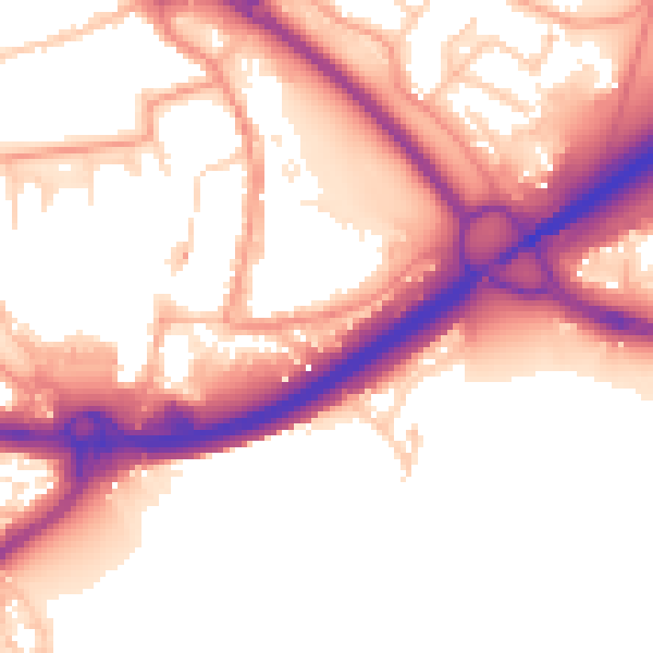 Daytime road noise heatmap for PO16 0DA