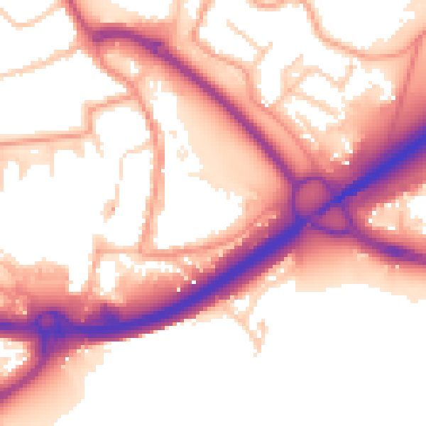 Daytime road noise heatmap for PO16 0DB