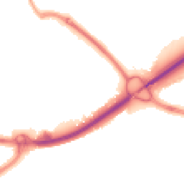 Night-time road noise heatmap for PO16 0DB