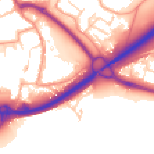 Daytime road noise heatmap for PO16 0DD