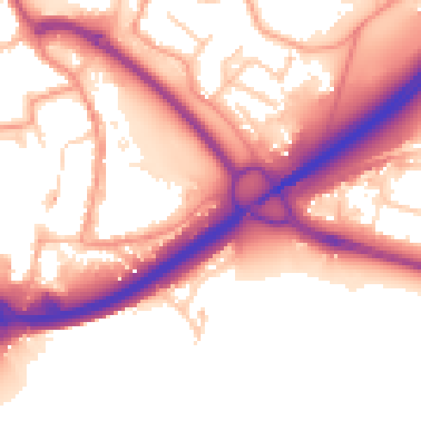 Daytime road noise heatmap for PO16 0DE