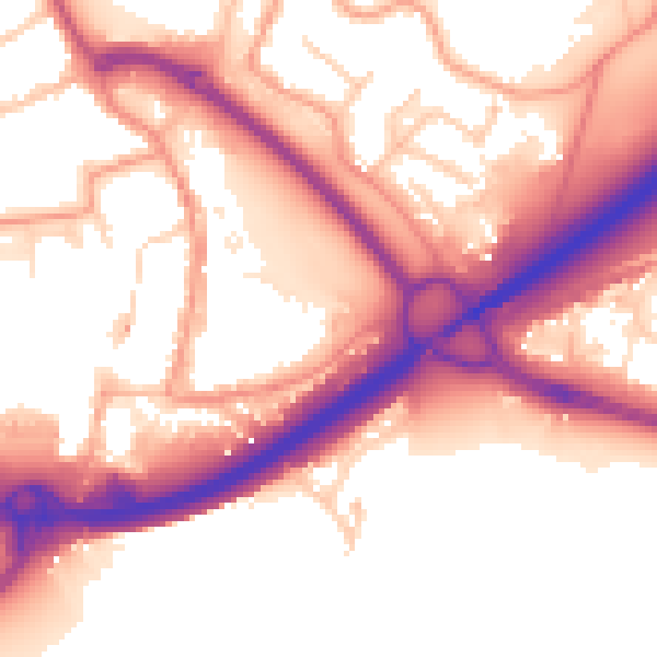 Daytime road noise heatmap for PO16 0DF