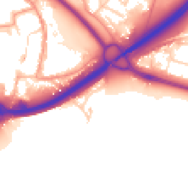 Daytime road noise heatmap for PO16 0DG