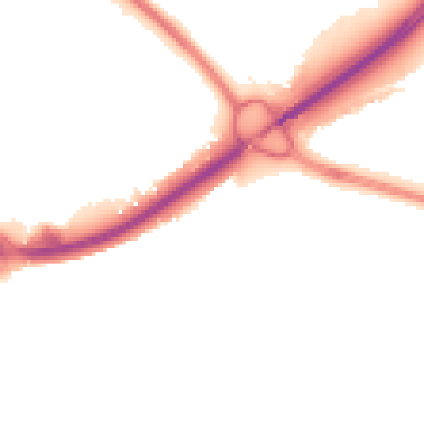 Night-time road noise heatmap for PO16 0DG