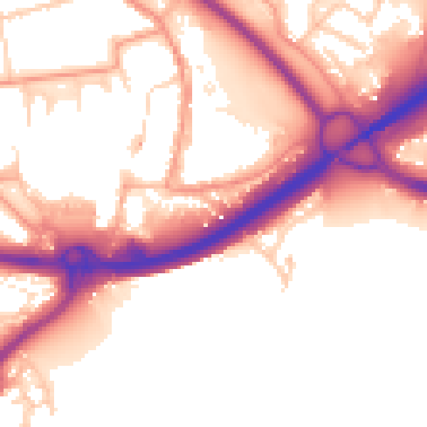 Daytime road noise heatmap for PO16 0DJ