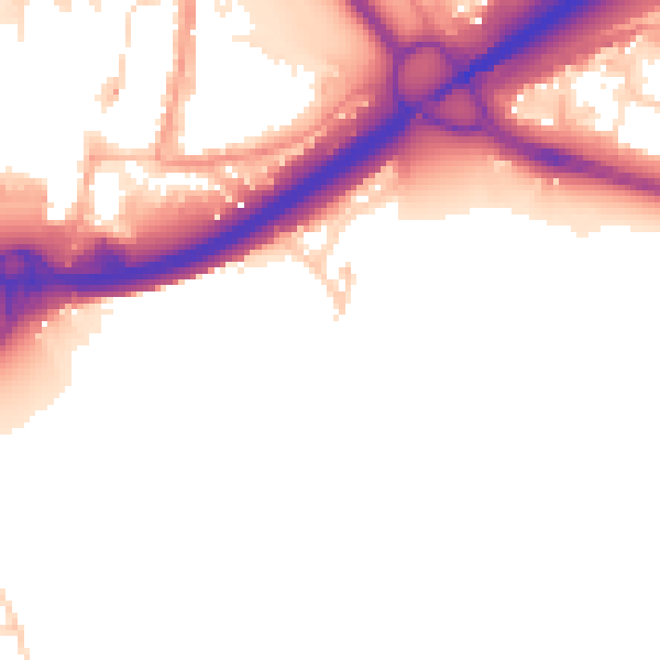 Daytime road noise heatmap for PO16 0DQ
