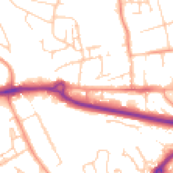 Daytime road noise heatmap for PO16 0DT